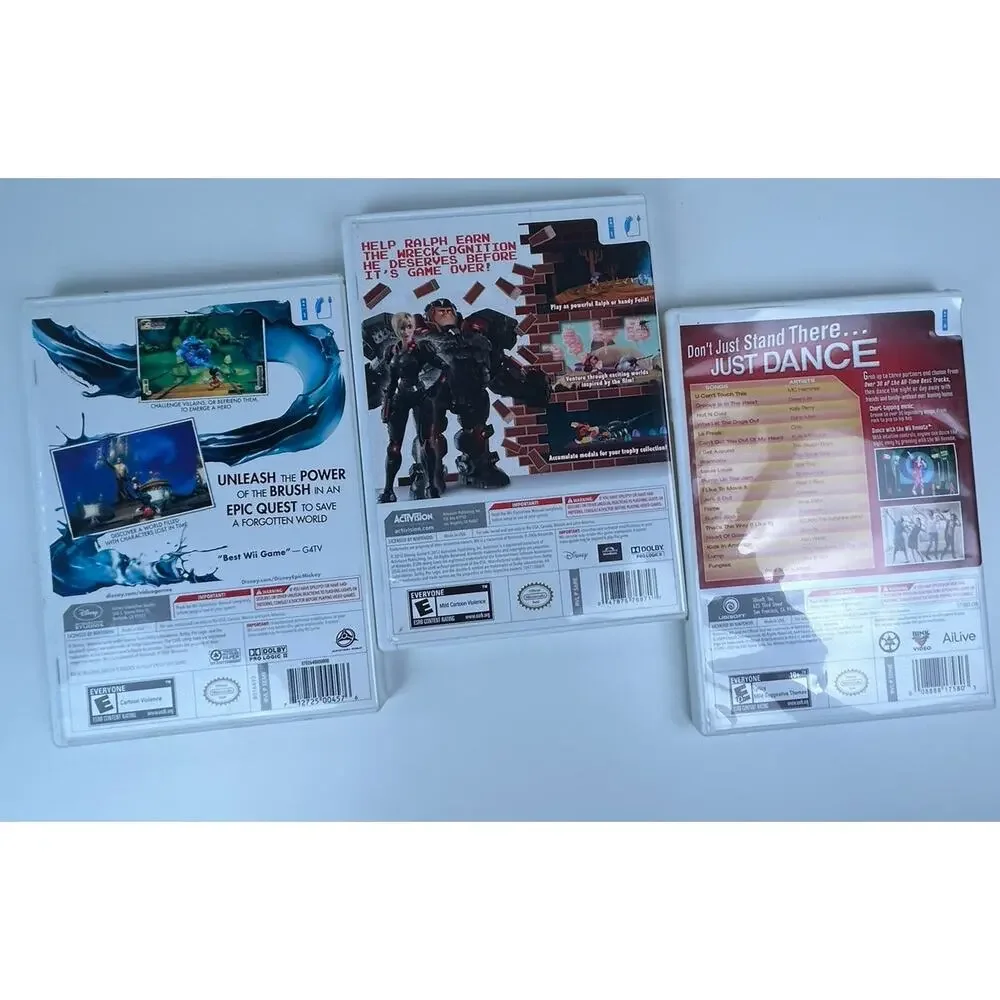 Nintendo Wii Game Lot of 3 Epic Mickey Wreck-It Ralph Just Dance Disney